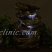 Sunnydaze Tiered Rock & Log Tabletop Fountain with LED Lights 10.5 Inch Tall   302827744396